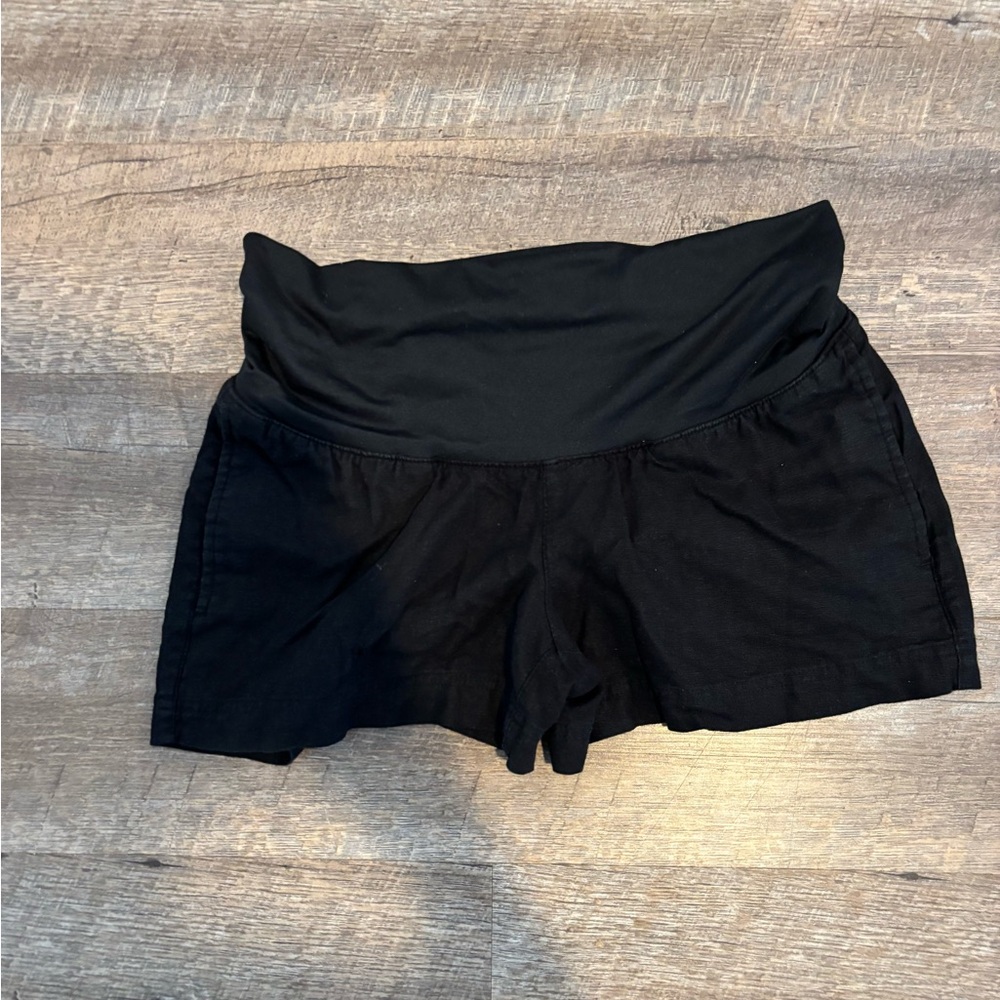 Old Navy Linen Black Maternity Shorts